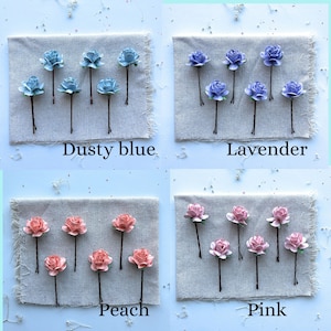 Dusty Blue Hair Pins 6pcs Prom Hair Clips Flower Hair Accessories Women Bridal Hairstyle Hair Pieces Bobby Pin Wedding Hairpins for Braid image 3