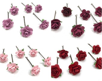 6 Bridal Wedding Dusty Pink Rose Flower Hair Pins Clips Grips handmade 6 Bridal Wedding Dusty Pink Rose Flower Hair Pins Clips Grips handmade