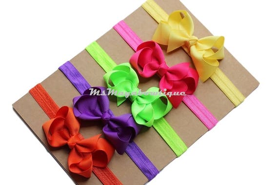 2x Girls Baby Hair Clip chevron flower bow Accessories Pink Purple White Blue
