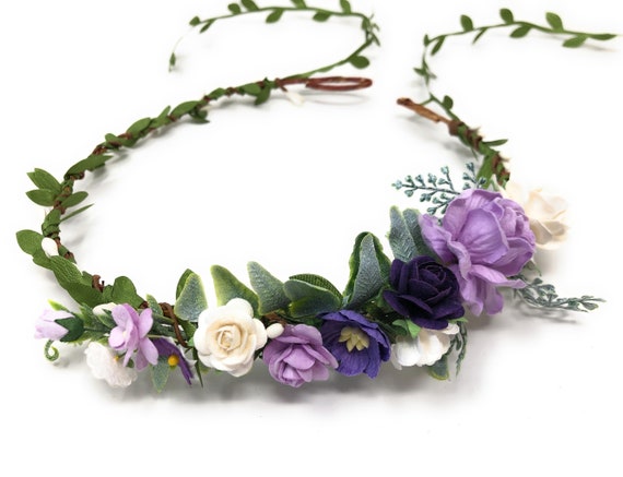 DavlyaWeddings Flower Crown Blue, Baby Flower Headband, Flower Headpiece, Blue and White Flower Crown, Toddler Flower Crown, Blue Flower Wedding Crown