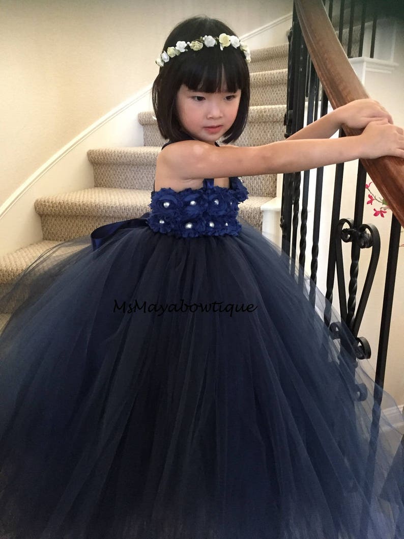 navy tille dress girls navy tulle dress Navy flower girl dress flower girl dress tutu dress flower girls flower girl dress navy