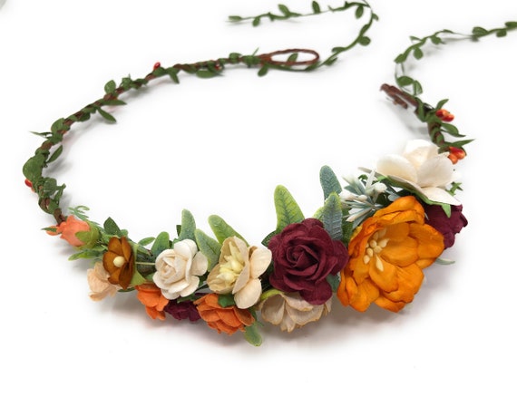Fall/Autumn floral headband Autumn Flower Crown, Fall Fairy Crown, Woodland Fairy Crown  main image 3