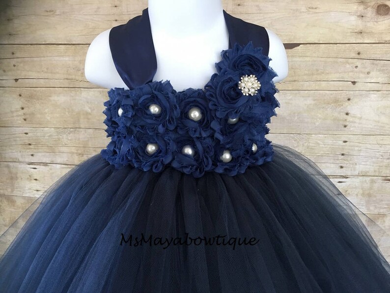 navy tille dress girls navy tulle dress Navy flower girl dress flower girl dress tutu dress flower girls flower girl dress navy