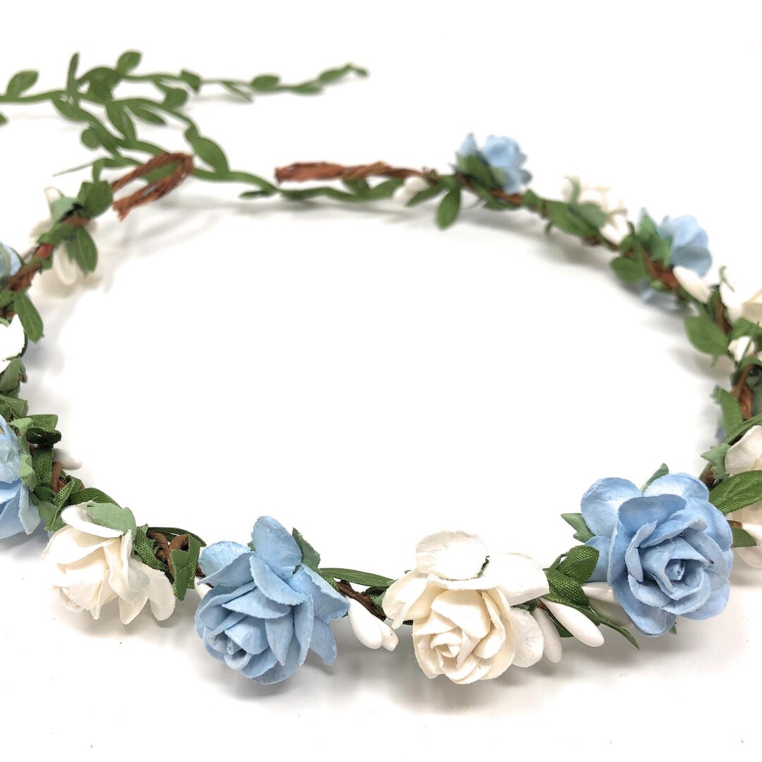 Flower Girl Crown, Light Blue Rose Crown: Boho Wedding Headpiece - Etsy