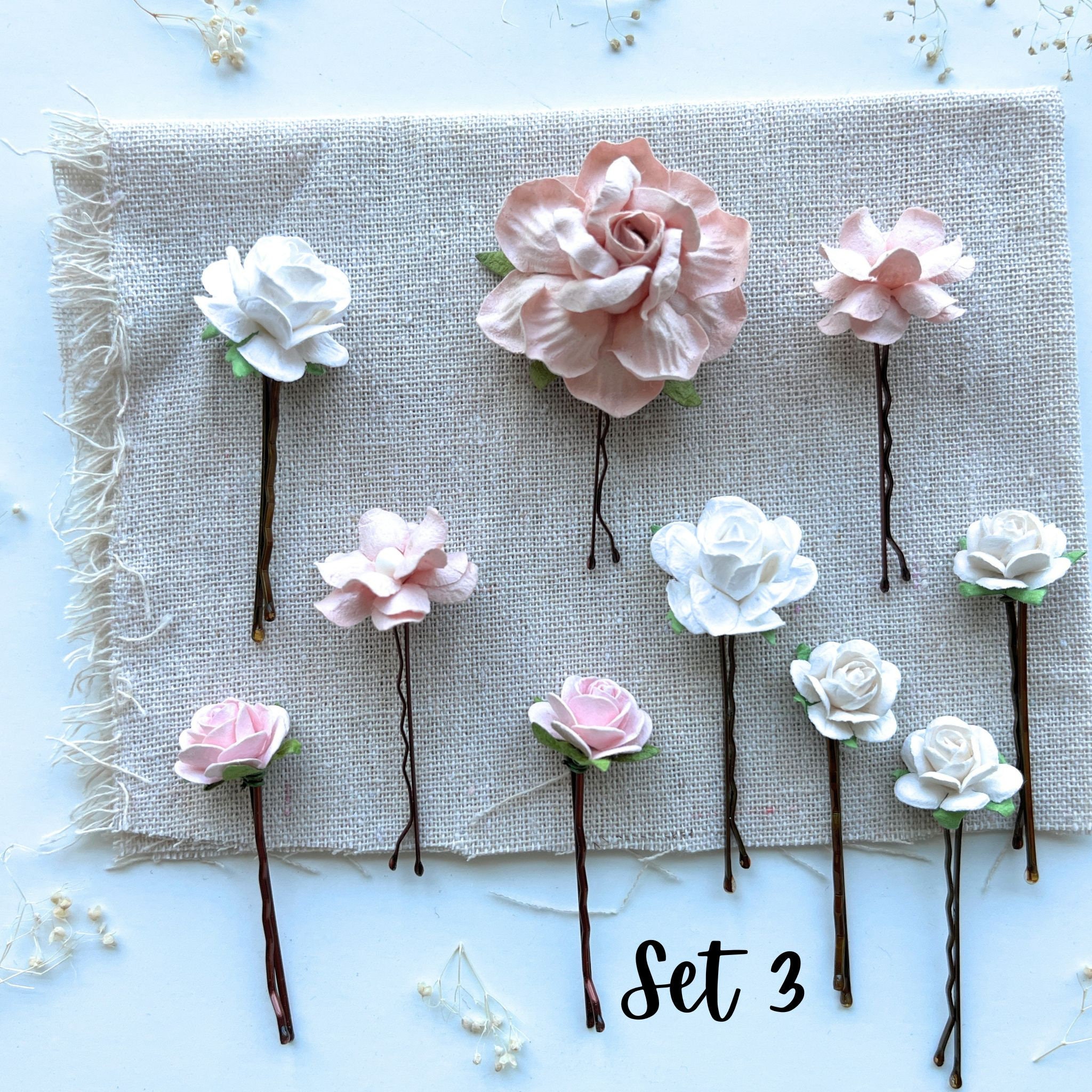 Blush Rose Hair Pins: Bridal Flower Hair Accessory - Etsy