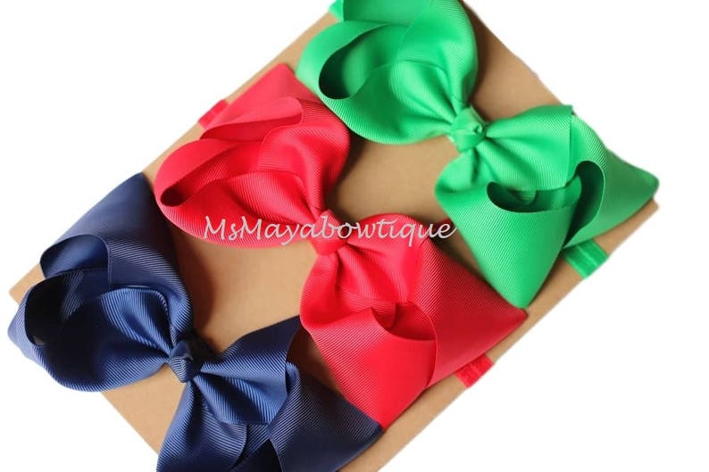 baby Christmas headband baby girl gift set Christmas bow headband large bow baby heabdand big girl headbands big bow headband PICK 3