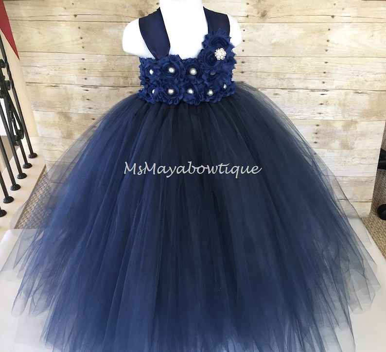 navy tille dress girls navy tulle dress Navy flower girl dress flower girl dress tutu dress flower girls flower girl dress navy
