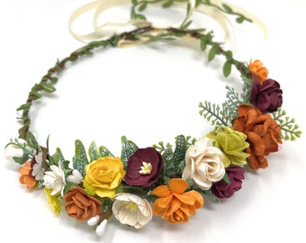 Couronne de fleurs, couronne de tournesol, couronne de fleurs de maternité, bandeau de fleurs jaunes, couronne de fleurs pour adultes, couronne de cheveux de fleurs de halo, couronne de mariée