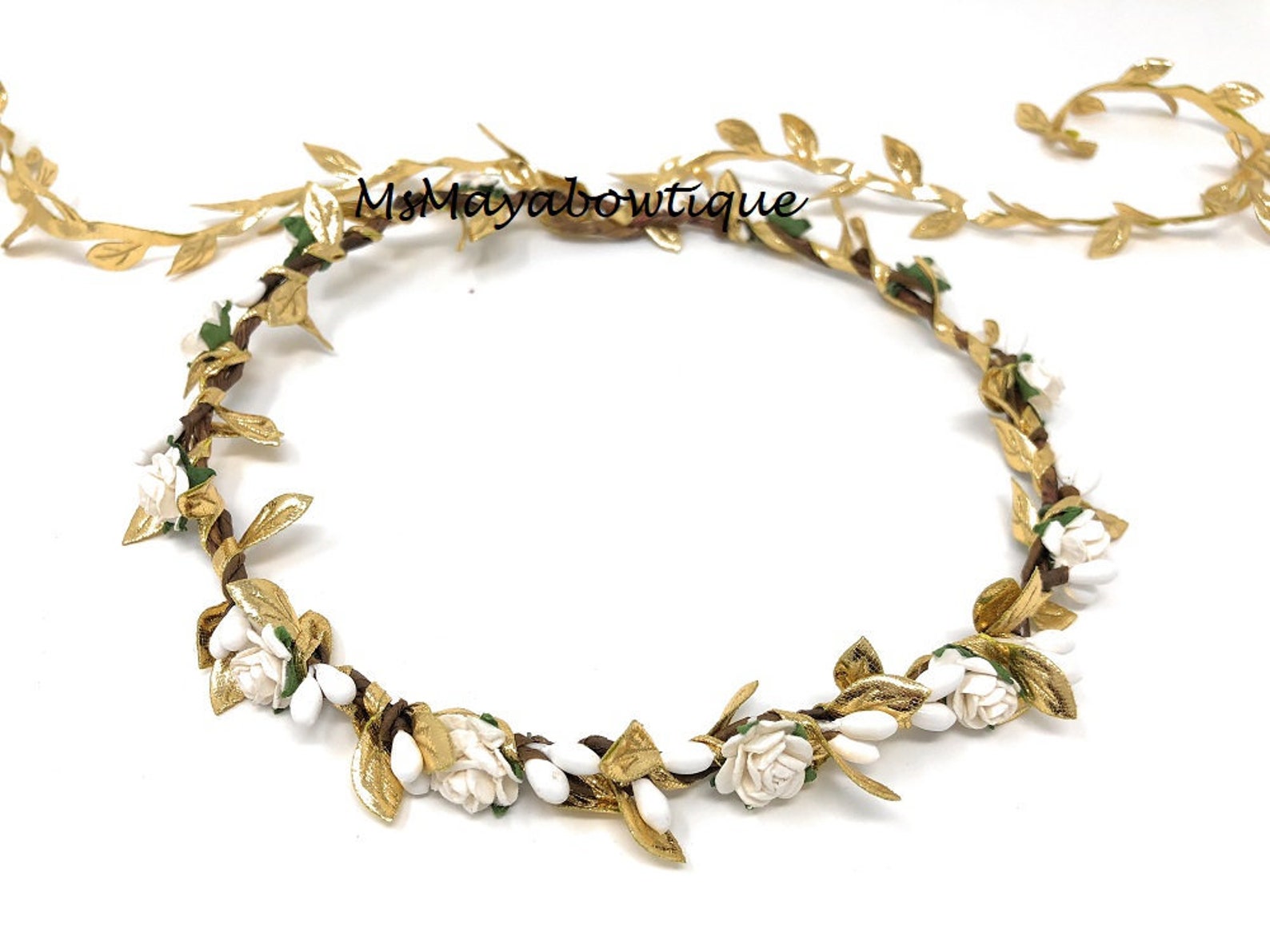 Gold Flower Crown Gold Leaf Flower Crown Greek Flower Crown Etsy