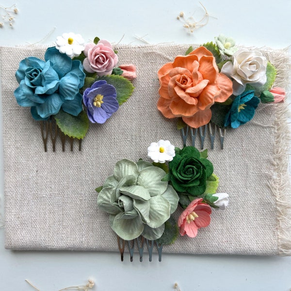 Sage Green Flower Hair Piece Hair Comb Hair Accessories Wedding Hair Accessories Women Flower Comb Small Floral Hair Clips Rose Hair Comb