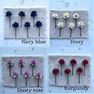 Dusty Blue Hair Pins 6pcs Prom Hair Clips Flower Hair Accessories Women Bridal Hairstyle Hair Pieces Bobby Pin Wedding Hairpins for Braid image 4