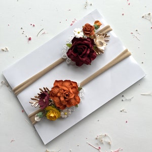 Terracotta Flower Baby Headband: Newborn Girl Floral Hair Accessory