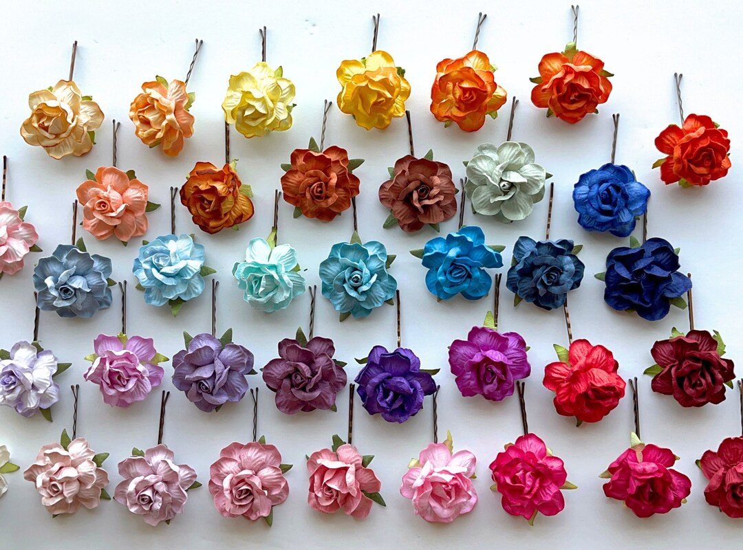 Flower Hair Clips Pink Rose Hair Pins for Women Wedding Hair