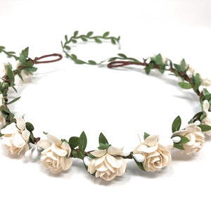 Ivory flower crown, flower girl crown, flower crown wedding, ivory flower girl headband, flower wreath for hair, bridesmaid flower crown image 1