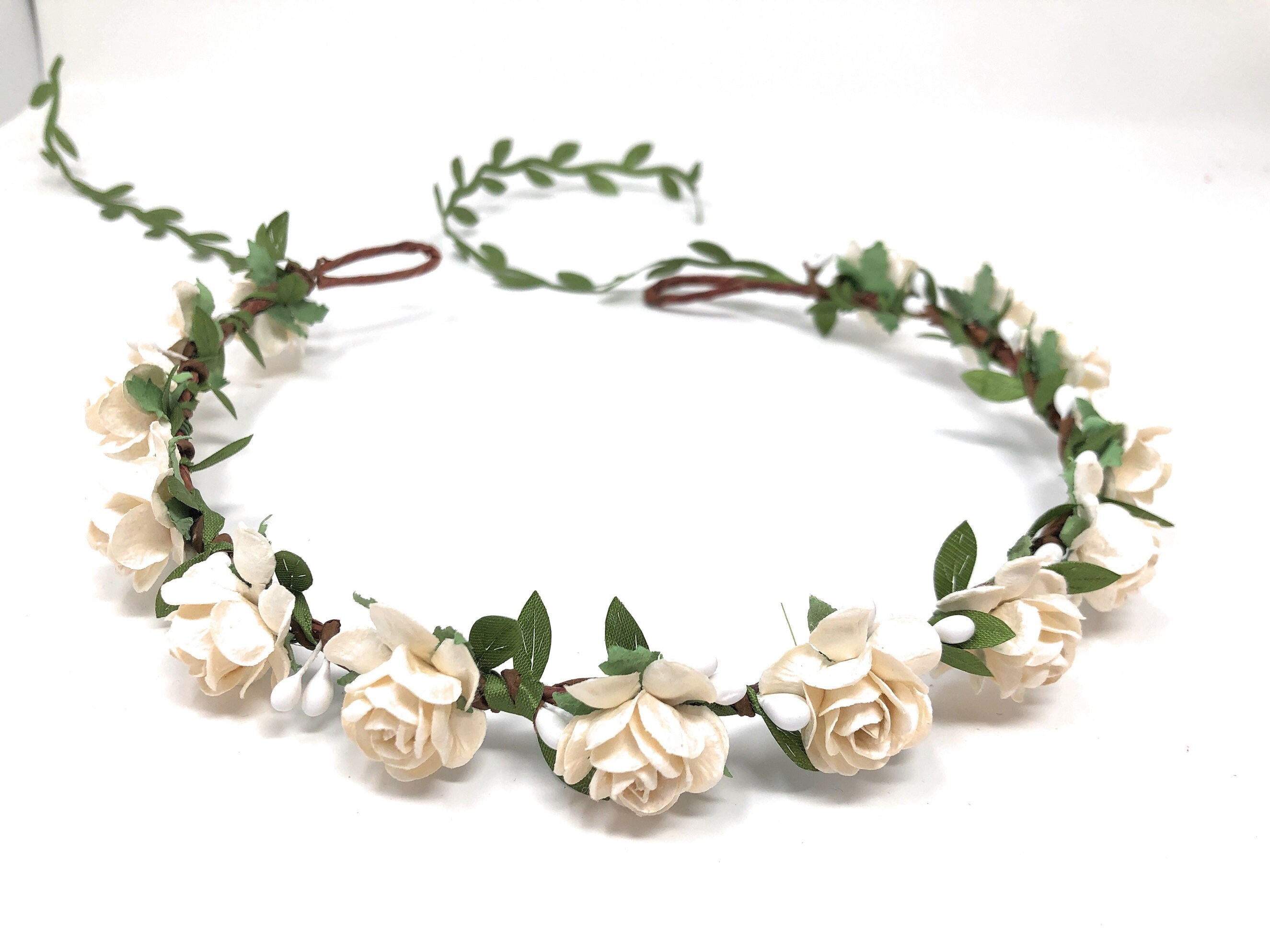 Details about bridal flower girl birthday picture costume flower wreath communion crown IVORY Details about bridal flower girl birthday picture costume flower wreath communion crown IVORY