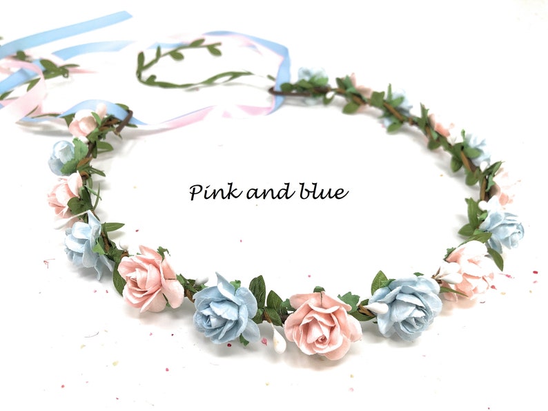 Flower Girl Crown, Light Blue Rose Crown: Boho Wedding Headpiece - Etsy