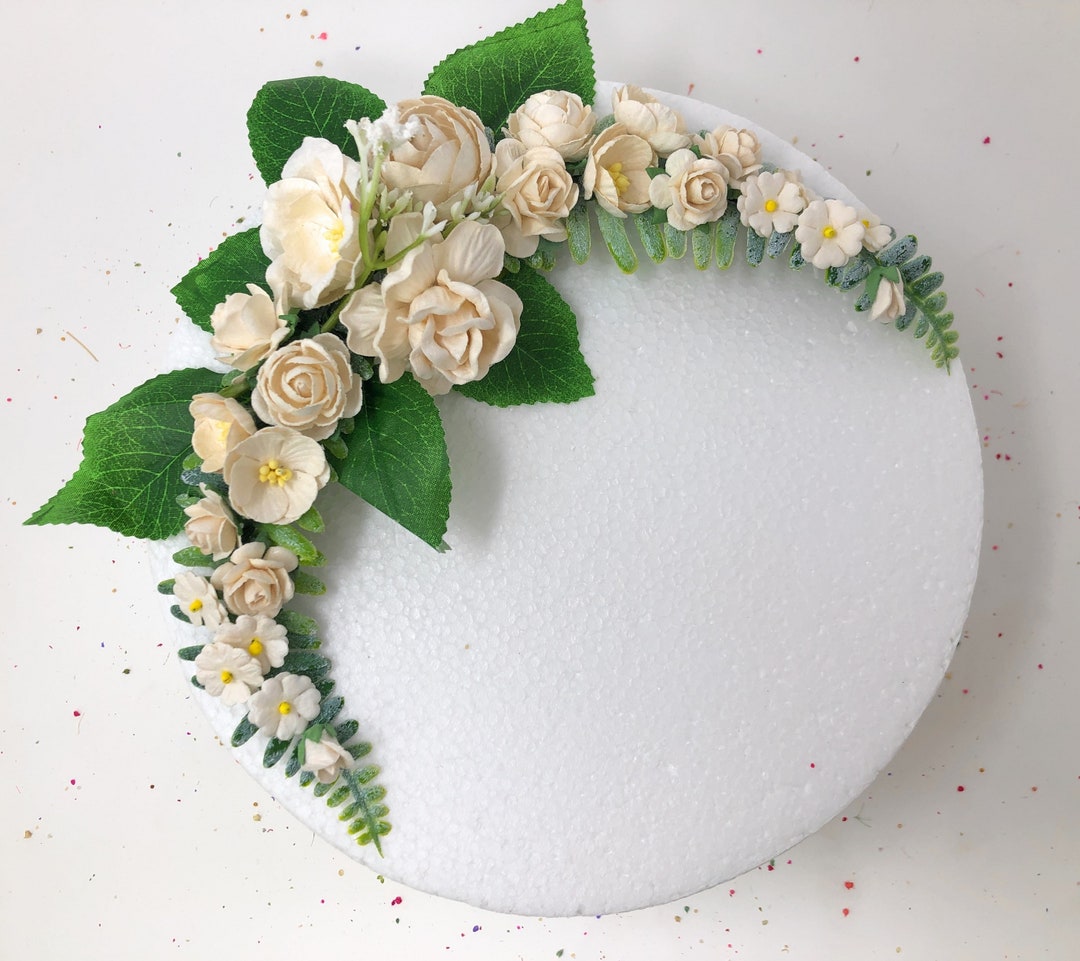 White and Ivory Wedding Cake Topper, Birthday Cake Topper, DIY Cake