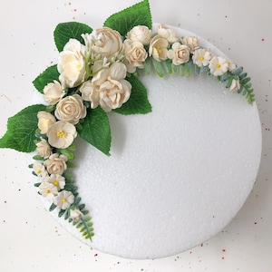 Ivory Floral Wedding Cake Topper: Faux Flower DIY Decoration