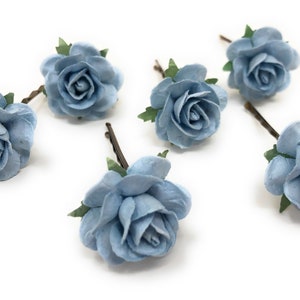 Blue Rose hair clip, light blue bridal hair pins, rose hair flower, wedding hair grips, Bridal Hair Accessories, Bridesmaid and Flower girl