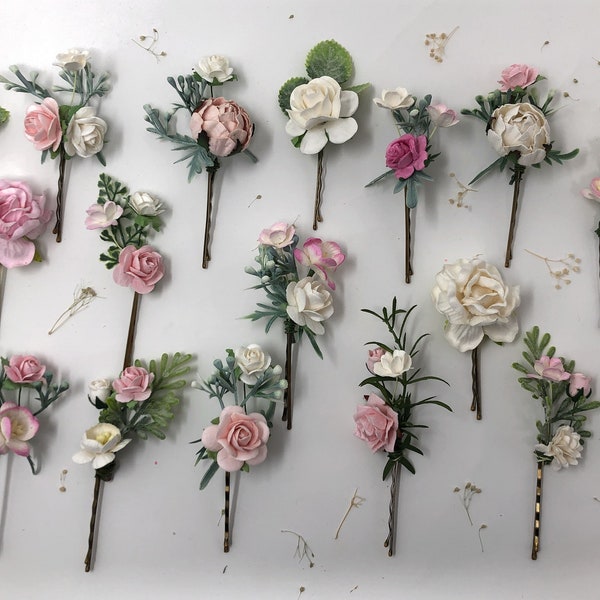 Blush Blumen Haarnadeln, Braut Haarnadeln, Hochzeit RosenClips, Braut Haarspange, Blumen Haarspange, Rosen Bobby Pins, Hochzeit Blumen Haarnadeln