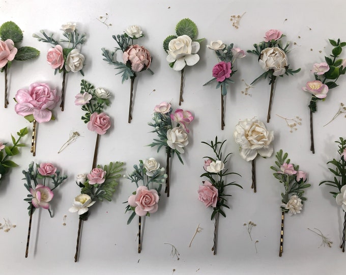 Flower Hair Pins Burgundy Bridal Hair Pins Rose Clips Etsy