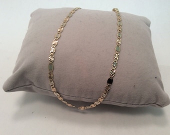 Solid 10K Genuine Real Tri Color Gold Valentino Ankle Bracelet 10'' 3.5mm 2.8gr