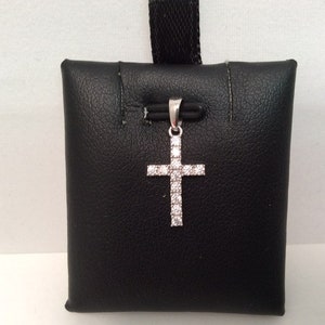 14K real white GOLD very small CROSS charm pendant cubic cz BABY children
