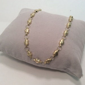 Puffed HEART CZ XO Hearts Ankle Bracelet Real 10K Yellow Gold 4.2gr 10&#39;&#39;