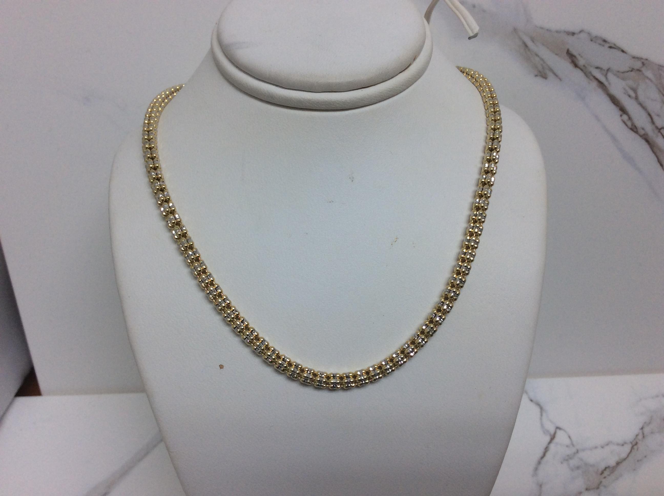 3.20mm Two-Tone Ice Link Chain 14K Yellow Real Gold 18''  16.30gr