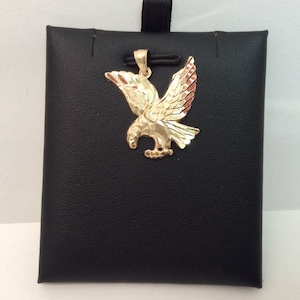 10K Solid Yellow REAL Gold Eagle Pendant Flying Bird Diamond Cut Necklace Charm 1.8g