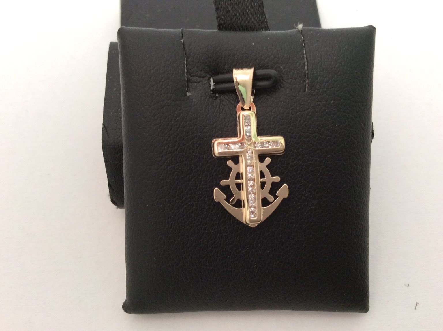 10k Yellow Real Gold Anchor BABY Cross 