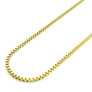 1mm 20&#39;&#39; 1.7 Grams 10k Yellow Gold Fancy Skinny Box Chain Necklace Ladies Mens
