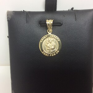 Colgante MEDALLÓN ORO real Amarillo 10k SAN JOSÉ ruega por nosotros 1.20gr