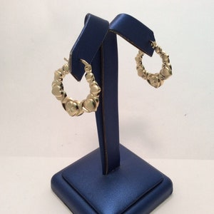 10K  yellow real GOLD hugs & kisses huggie OX XO heart hoop earrings 2.10g