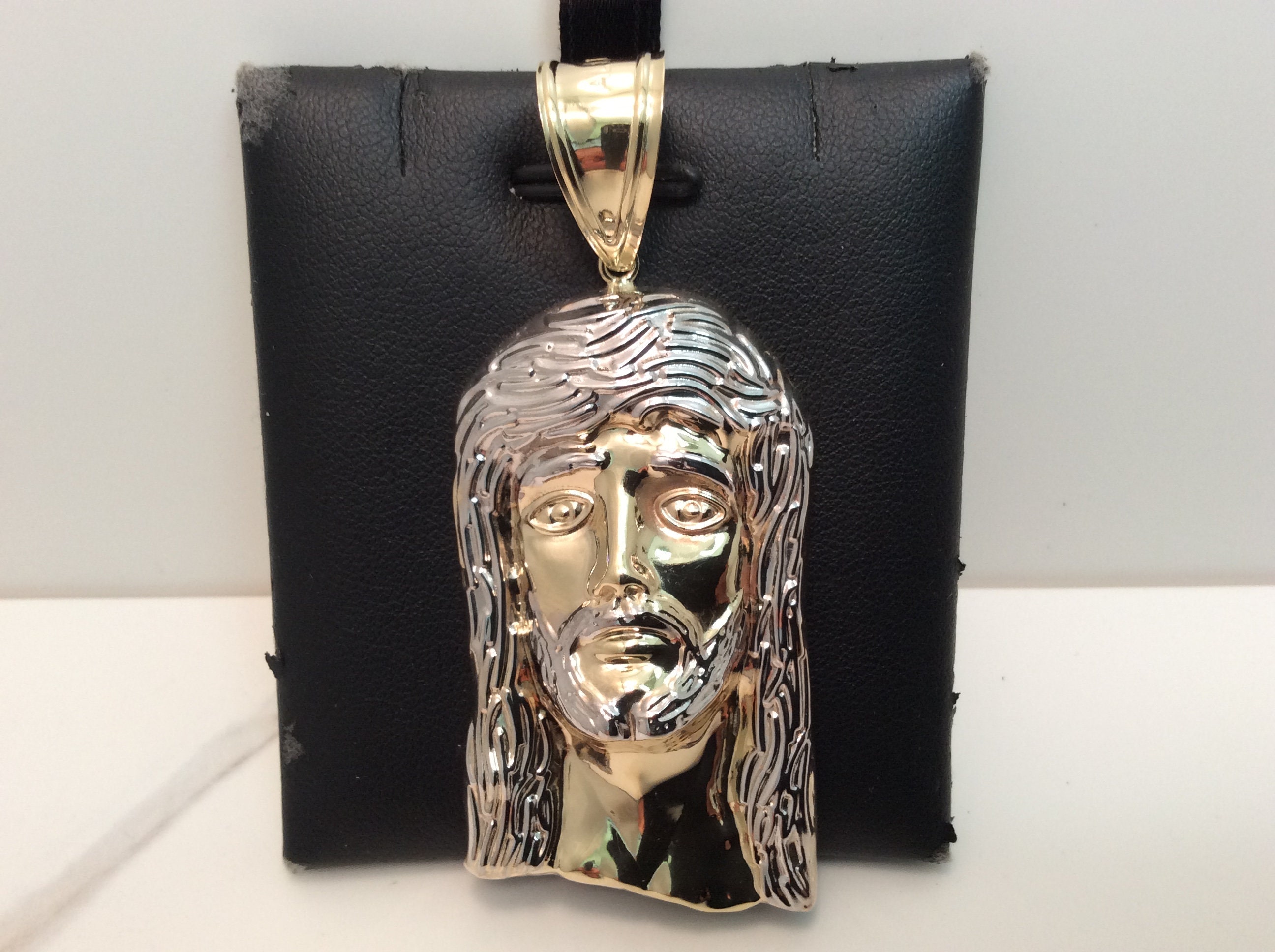 5 " Riesiges Herren Diamantschliff Jesus Kopf Anhänger Echt 10K