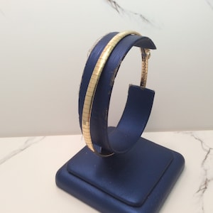 14k Real Yellow Solid Gold Flexible Omega Bangle Bracelet 10.00 gr 8''