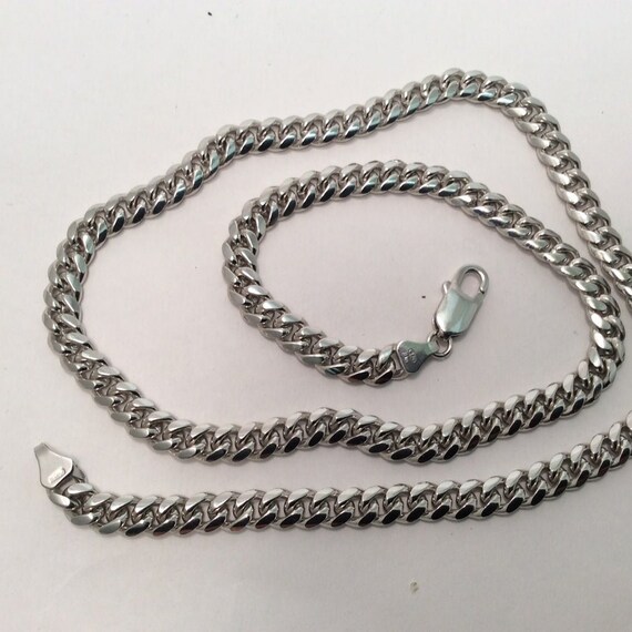 Collana Hip Hop Uomo – Cubana Curb Chain Placcata Argento – 24″ X 10mm – 65g
