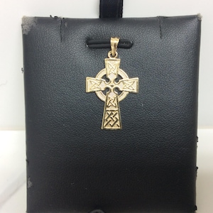 14k Solid Yellow real Gold Celtic Cross 1.60 Grams Religious Charm 1 1/4 Inches