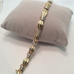 Yellow REAL Solid 2 Tone 14k Gold XO Hearts and Kisses Bracelet 7 1/2&#39;&#39;  17grams  9mm