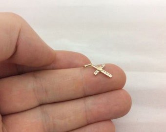 14KT Gelbgold Umriss Flaches Herz Kleiner Anhänger Charme NEUES