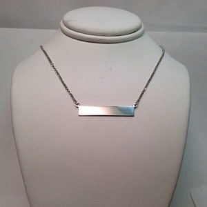 925 Sterling Silver Blank Engravable Bar Necklace Name Plate Necklace