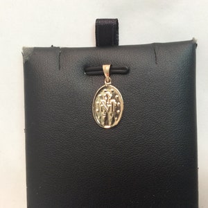 14K Yellow Real Solid Gold Oval VIRGIN MARY MIRACULOUS Medal Charm ...