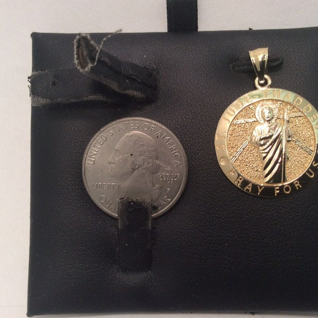 10k Yellow Real GOLD MEDALLION Pendant SAINT Jude Thaddeus Pray for Us ...