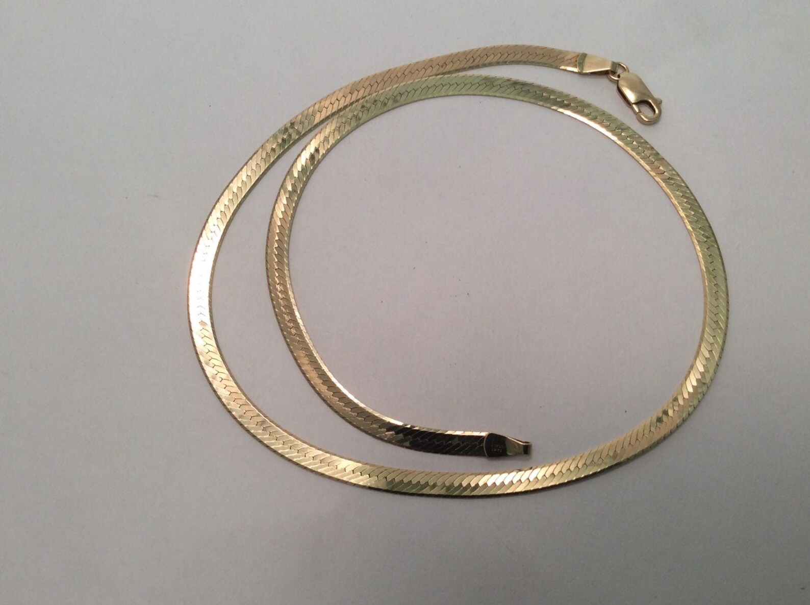 14k Solid Real Gold High Polish Herringbone Necklace Chain Etsy