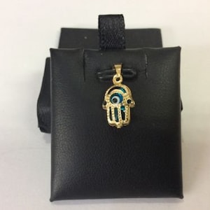 14k& 10k Yellow Gold Cute Reversible Polished Evil Eye Nazar Hamsa protect Charm Pendant .6g