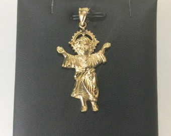10k Yellow Real Gold Divino Nino Baby Jesus Religious Charm