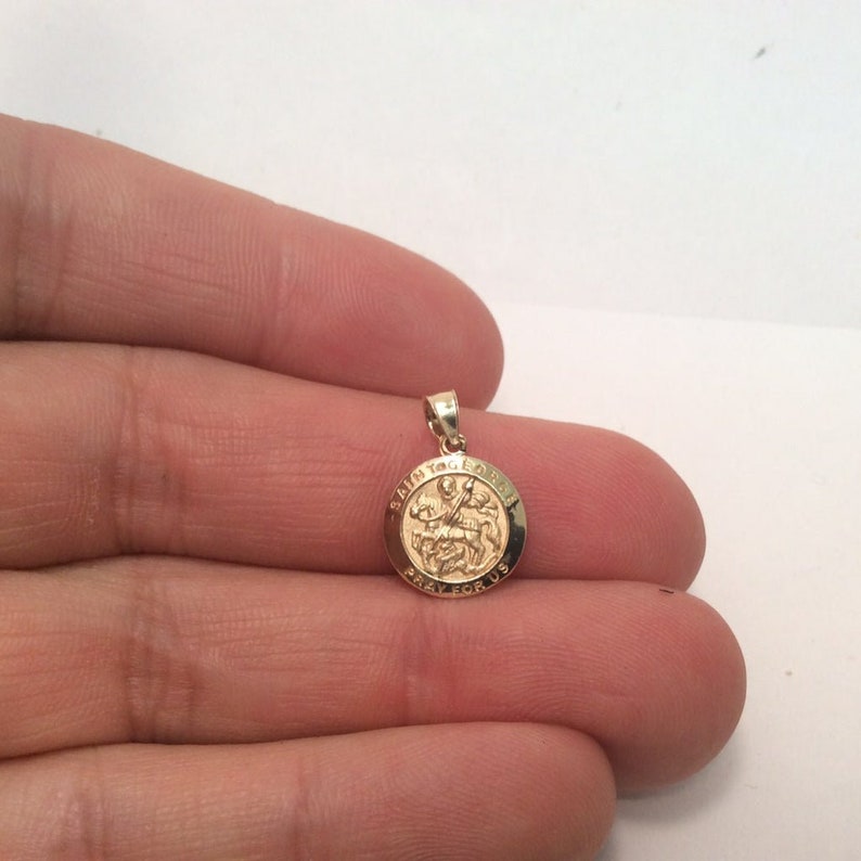 10k Yellow Real Gold Small Solid Saint George Pray for Us Medallion ...
