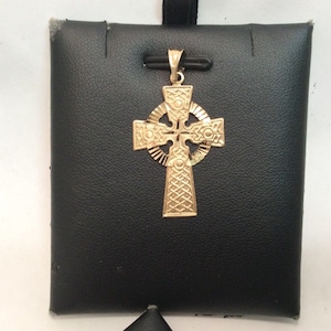 14k Solid Yellow real Gold Celtic Cross 2.20 Grams Religious Charm 1 1/2 Inches