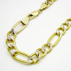 3.6Grams 5.2mm 8.50&quot; Men ladys 10k Yellow Real Gold Figaro Diamond Cut Hollow Bracelet