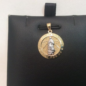 10k Yellow real gold medallion pendant OUR LADY of GUADALUPE pray for us 1.80gr